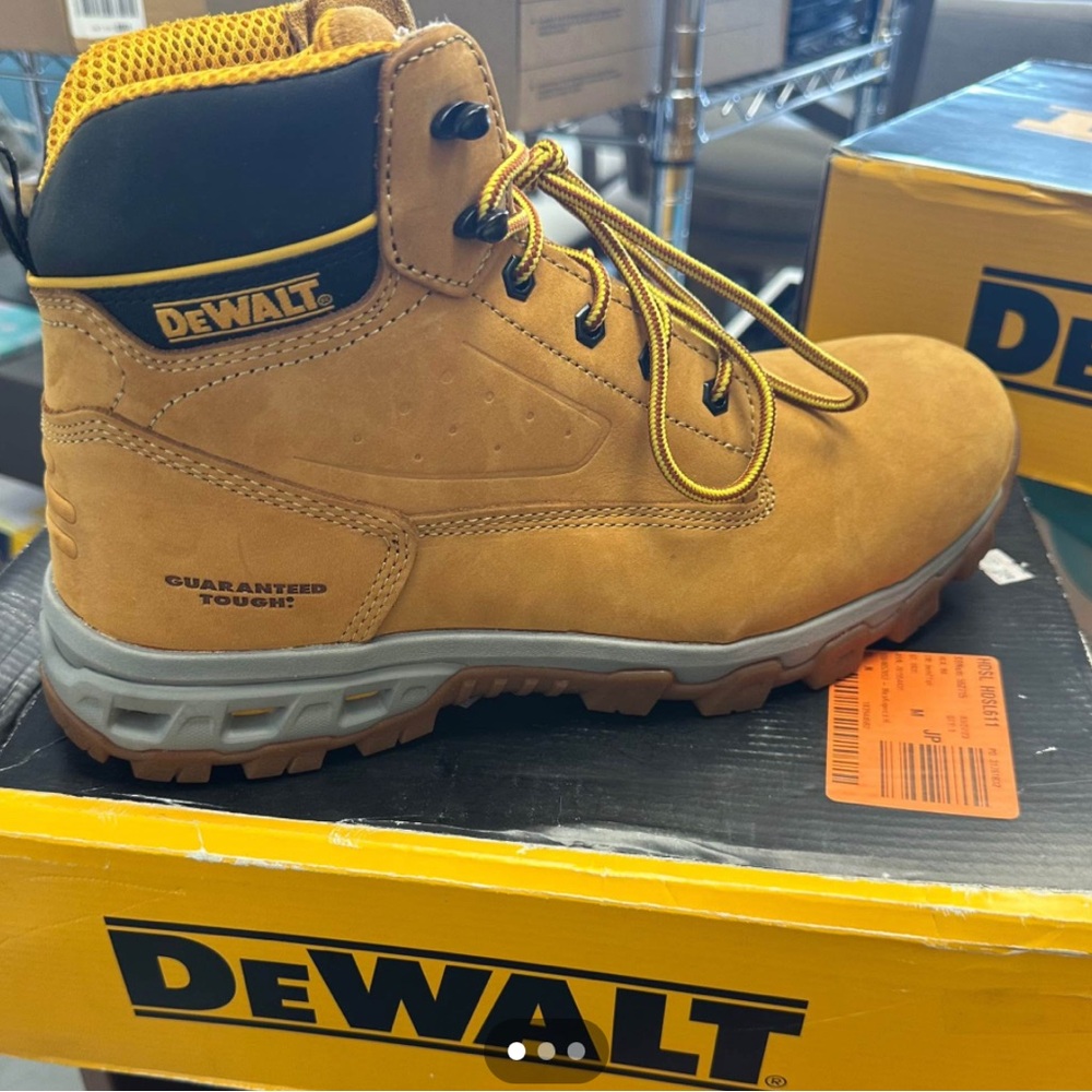 DeWalt Tan Work Boots with Black and Yellow Accents